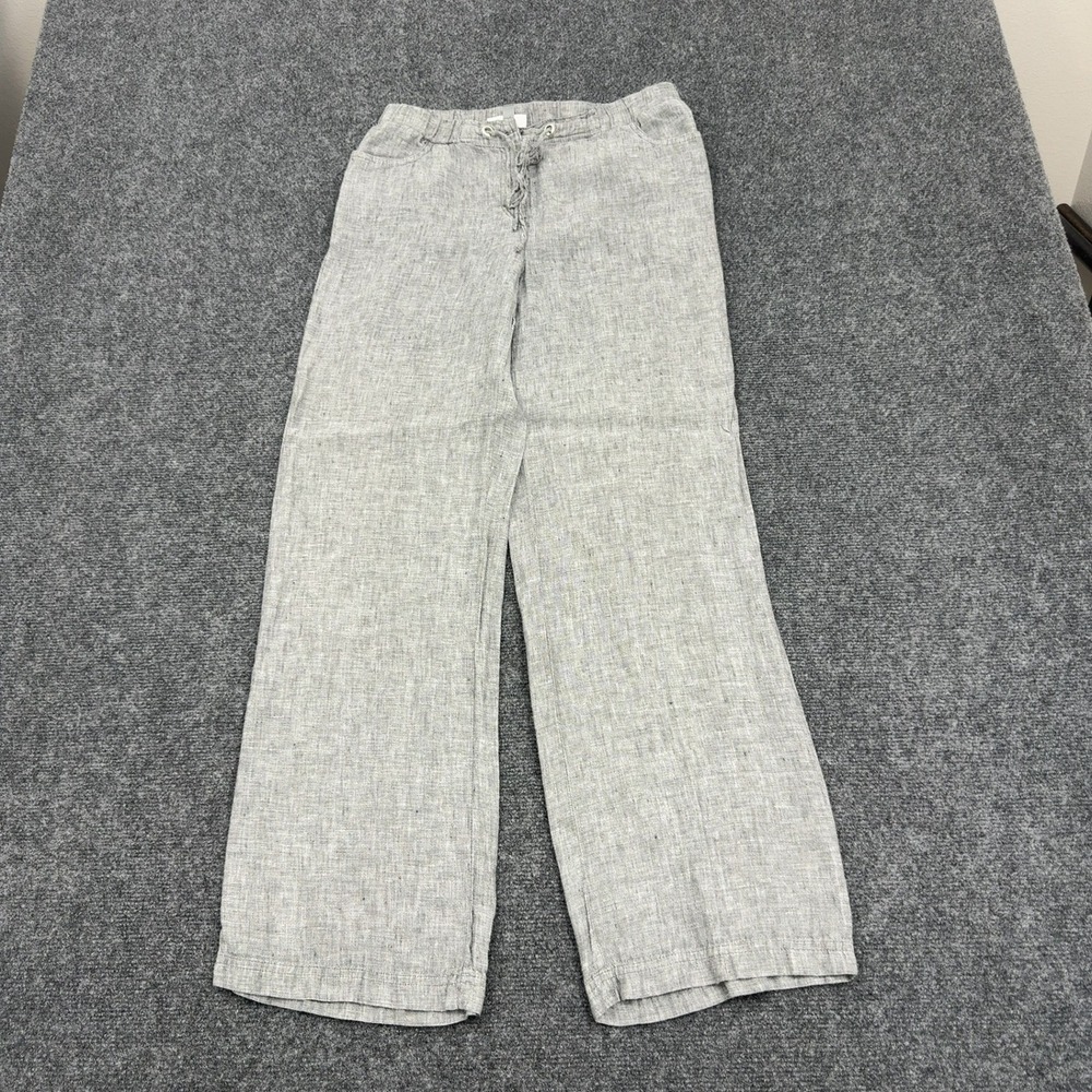 JM Collection Pants Womens 6 Gray Linen Wide Leg Drawstring Casual Boho Summer
